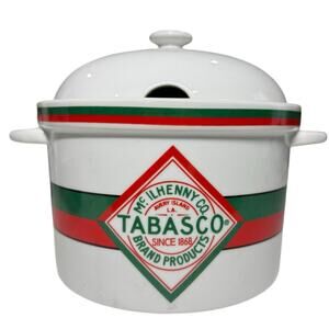 VINTAGE Tabasco Brand Chili Pot Crock Stoneware Microwave Oven Safe‎ Tailgating